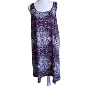 Lane Bryant Cacique Swim Boho Paisley Tank Swim Cover Trapeze Dress Size 18/20
